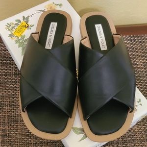 Chelsea & Violet black leather sandals